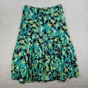 JM Collection Skirt XL Green Lace Watercolor Floral Garden Lined Fairy Flowy